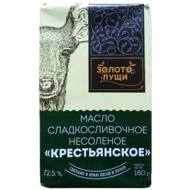 Масло сливочное Золото пущи крестьянское сладкосливочное 72,5% 180 г