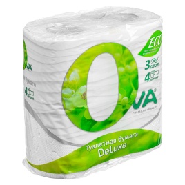 Туалетная бумага OVA 3сл., 4 рулона